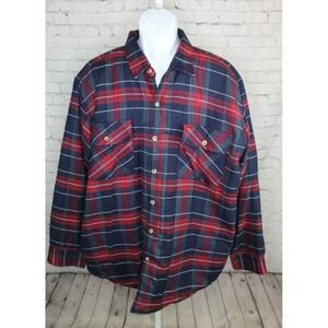 Prides Landing Quilt Lined Jacket Men's Extra Large Red Plaid Flannel Button Up